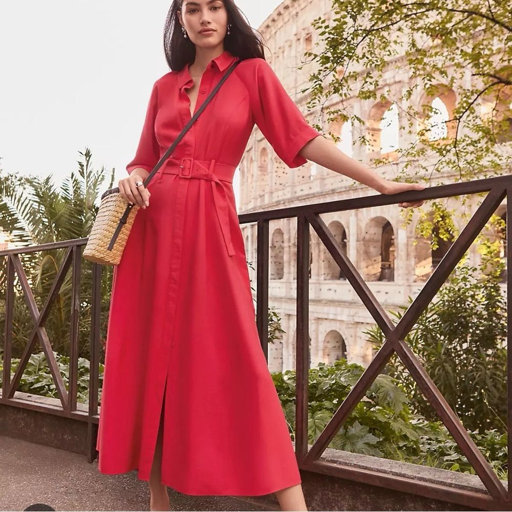 NWT Loft Belted Midi Dress